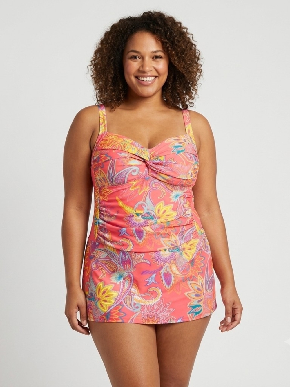 VENUS Coral Pink Floral Paisley One-Piece Swimdress Size 20